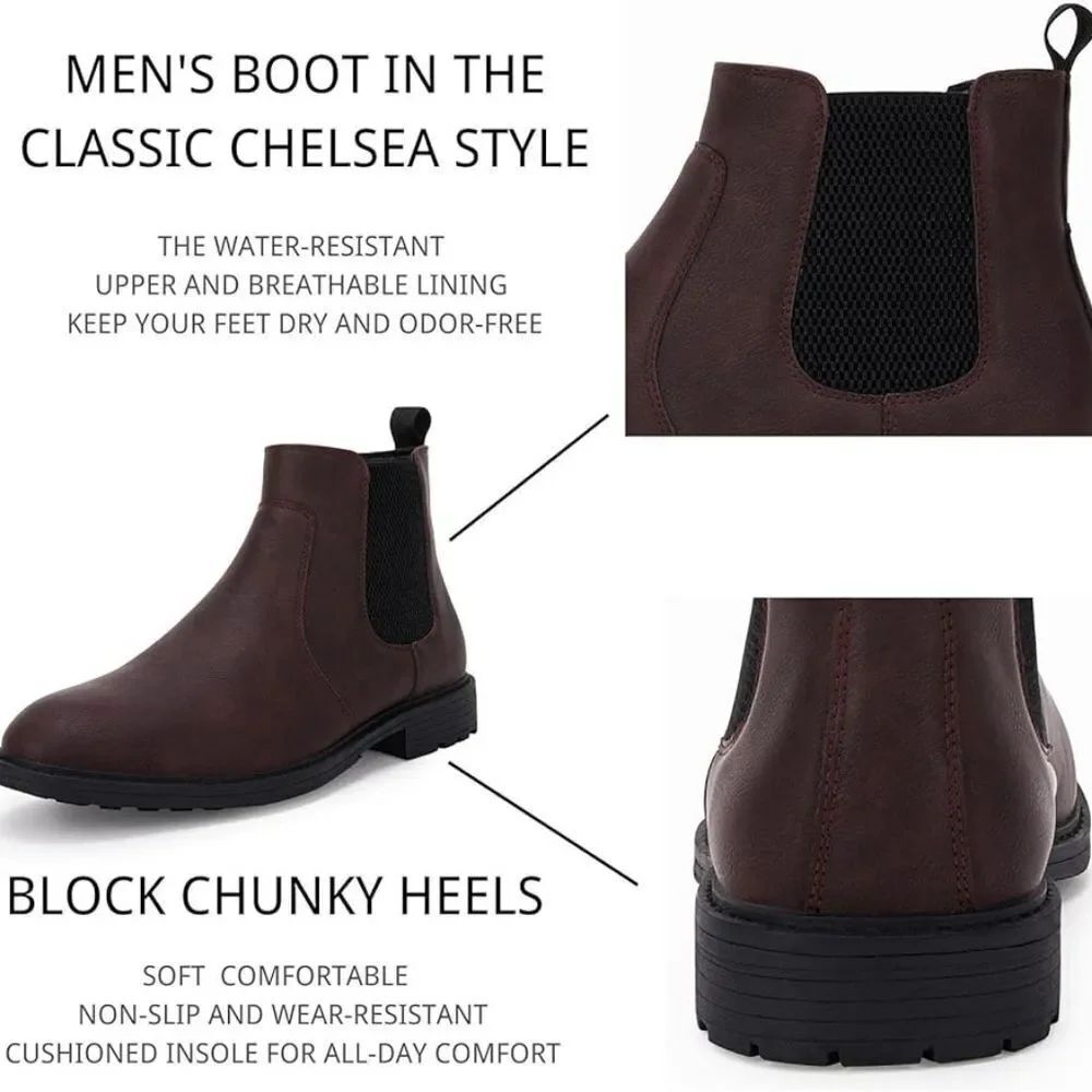 (67-4143)   Coutgo Men's  Ankle Boots Chelsea Round Toe  Sz 11.5